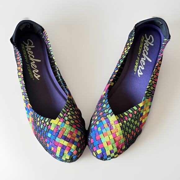 Skechers Shoes - Skechers EZ Flex Woven Rainbow Mary Jane Slip Flats Womens Sz 10 Boho Dopamine